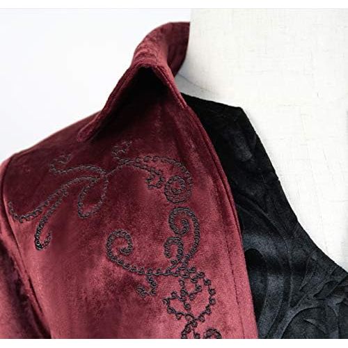  할로윈 용품Crubelon Mens Steampunk Vintage Tailcoat Jacket Gothic Victorian Frock Coat Uniform Halloween Costume