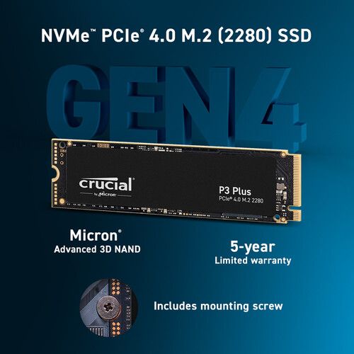  Crucial 4TB P3 Plus NVMe PCIe 4.0 M.2 Internal SSD