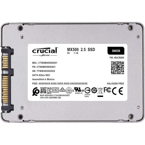  Crucial MX500 500GB 3D NAND SATA 2.5 Inch Internal SSD, Blue/Gray & StarTech.com SATA to USB Cable - USB 3.0 to 2.5? SATA III Hard Drive Adapter - External Converter for SSD/HDD Da