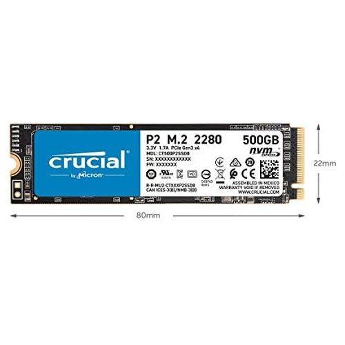  [아마존베스트]Crucial P2 250GB 3D NAND NVMe PCIe M.2 SSD Up to 2400MB/s - CT250P2SSD8
