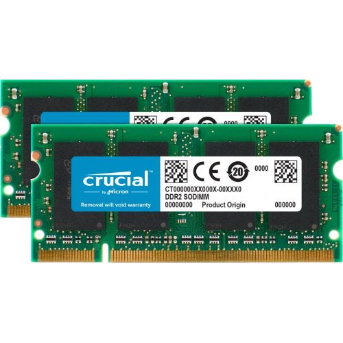  Crucial 4GB Kit (2GBx2) DDR2 667MHz (PC2-5300) CL5 SODIMM 200-Pin Notebook Memory Modules CT2KIT25664AC667  CT2CP25664AC667