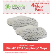 4 Highly Durable Washable & Reusable Pads for Bissel 1252 Symphony Hard Floor Vacuum & Steam Mop; Compare to Bissell Part No. 5938; Designed by Think Crucial By Crucial Vacuum
