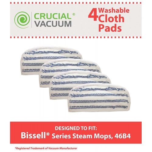  4-Piece Washable and Reusable Pads for Bissell Series Steam Mops By Crucial Vacuum