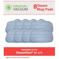 8 SteamFast Mop Pads Fit SteamFast SteamMax SF275 and SF370 Steam Mops; Compare to SteamFast Part No. A275-020; Designed & Engineered by By Crucial Vacuum