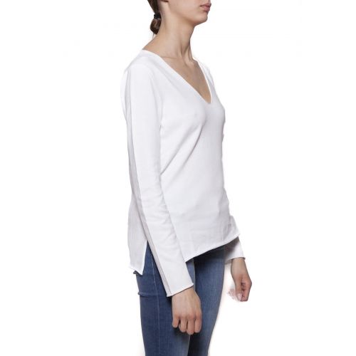  Cruciani Cotton V-neck sweater with vents