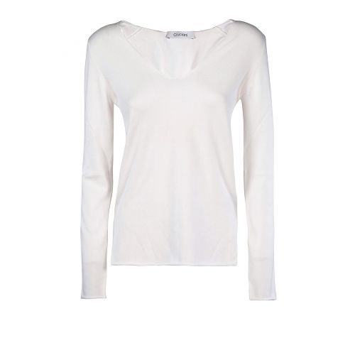  Cruciani Cotton V-neck sweater with vents