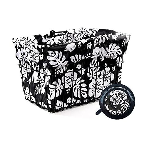  Cruiser Candy Bicycle Basket Liner & Tote in One, Stylish Bike Basket Cover, Yoga Bag,Gym Bag,Beach Bag. Matching Bicycle Bell Included, Bike Bell