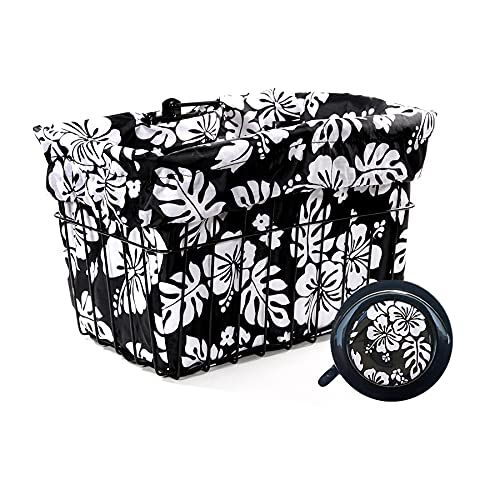  Cruiser Candy Bicycle Basket Liner & Tote in One, Stylish Bike Basket Cover, Yoga Bag,Gym Bag,Beach Bag. Matching Bicycle Bell Included, Bike Bell
