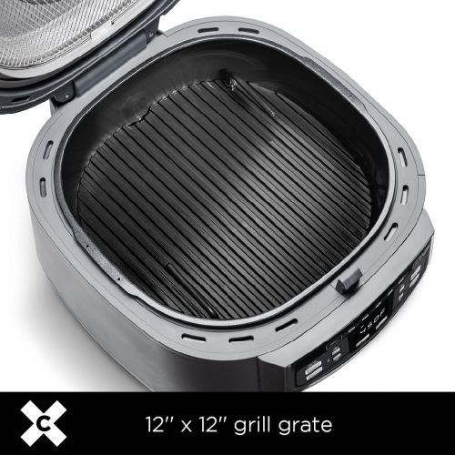  Crux Indoor Fast and Easy Grilling Roasting Baking Sauteing Searing and Oil Free Air Frying Recipe Book Included 12” x 12” Grill 9 QT Cook Pot Matte Gray Grill w/Air Fryer One Size