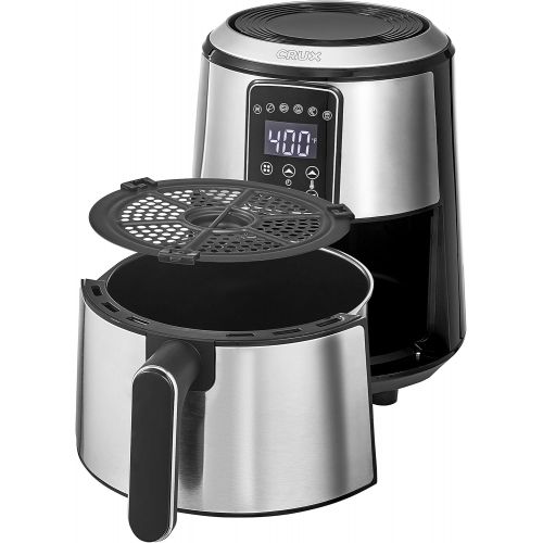  Crux 3QT Digital Air Fryer, Faster Pre-Heat, No-Oil Frying, Fast Healthy Evenly Cooked Meal Every Time, Dishwasher Safe Non Stick Pan and Crisping Tray for Easy Clean Up, Stainless