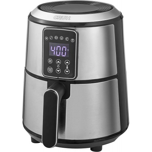  Crux 3QT Digital Air Fryer, Faster Pre-Heat, No-Oil Frying, Fast Healthy Evenly Cooked Meal Every Time, Dishwasher Safe Non Stick Pan and Crisping Tray for Easy Clean Up, Stainless