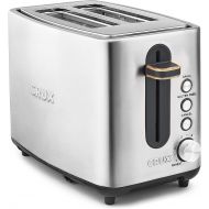 Crux 2 Slice Stainless Steel Toaster, Extra Wide Slots, Quick & Precise 6-Setting Shade Control, Reheat, Bagel and Gluten Free Function, Slide-Out Crumb Tray for Easy Clean Up, Sil