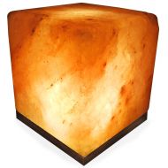 Crystal Allies Gallery: Natural Himalayan Cube Salt Lamp on Wood Base with Cord, Light Bulb and Authentic Crystal Allies Info Card