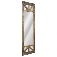 Crystal Art Rustic Wood Full Length Standing or Hanging Wall Vanity Accent Mirror 20.75 L x 70.25 H Brown