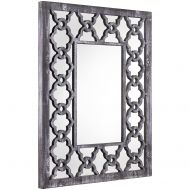 Crystal Art Rectangular Rustic Trellis Wall Vanity Accent Mirror 27.5 L x 36 H Grey