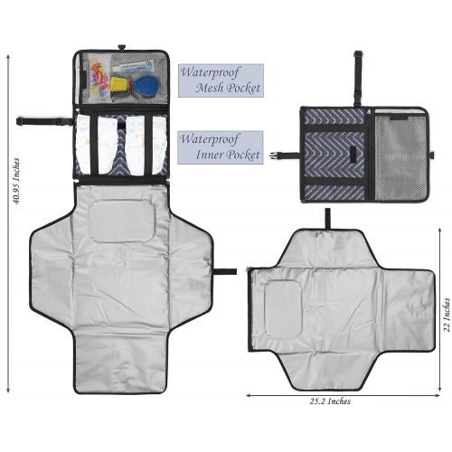  Crystal Baby Smile Portable Changing Pad - Premium Quality Travel Station - Diaper Baby Clutch Kit - Baby Diapering - Entirely Padded - Detachable, Wipeable Mat - Mesh and Zippered Pockets - Best Bab