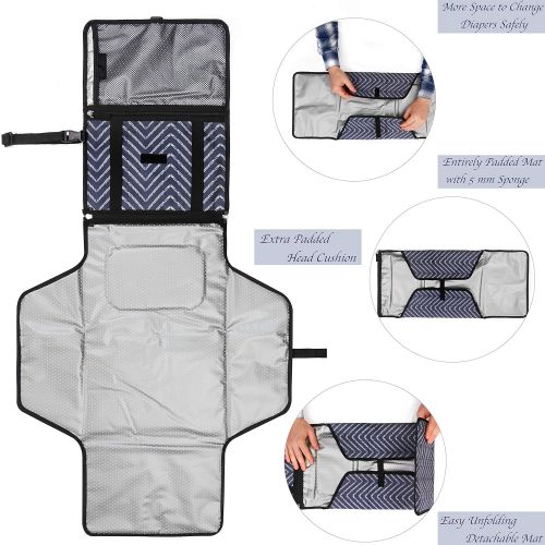  Crystal Baby Smile Portable Changing Pad - Premium Quality Travel Station - Diaper Baby Clutch Kit - Baby Diapering - Entirely Padded - Detachable, Wipeable Mat - Mesh and Zippered Pockets - Best Bab