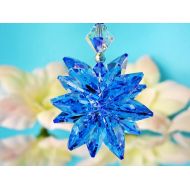 CrystalBlueDesigns Crystal Suncatcher for Car, Swarovski Crystal Rear View Mirror Charm, Blue Car Mirror Charm, Car Bling