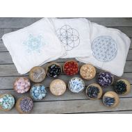 /CrystalGrids CRYSTAL GRID CLOTHS --- set of 3 -- 100% cotton, all natural, sacred geometry, grid templates