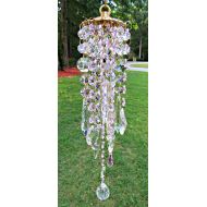 CrystalWindChime Pink Crystal Wind Chime, Garden, Sun Catcher, House Warming Gift, Windchime, Bridal Gift, Crystal OrnamentMWC148P