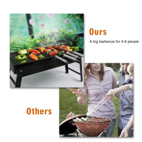  Crystaller BBQ Grill,Portable BBQ Charcoal Grill Foldable BBQ Tool Kits,Charcoal Barbecue Grill Smoker Gril for Outdoor Cooking Camping Hiking Picnics