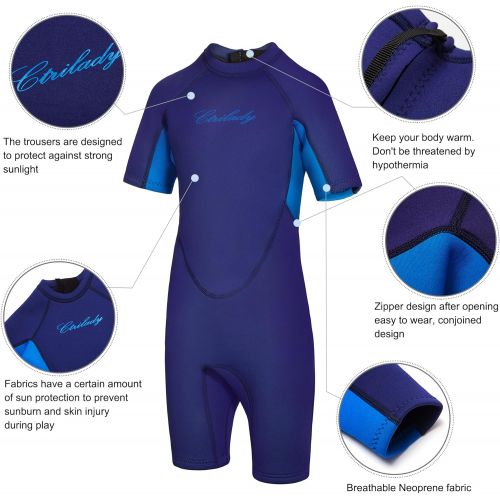  CtriLady Kids Youth Neoprene Wetsuit Keep Warm Swimsuit for Swimming Surfing Snorkeling Diving Water Sports