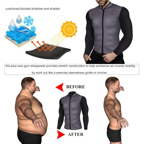  CtriLady Mens Best Neoprene Wetsuit Jacket Front Zipper Long Sleeves Workout Tank Top for Swimming Snorkeling Surfing