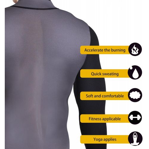  CtriLady Mens Best Neoprene Wetsuit Jacket Front Zipper Long Sleeves Workout Tank Top for Swimming Snorkeling Surfing