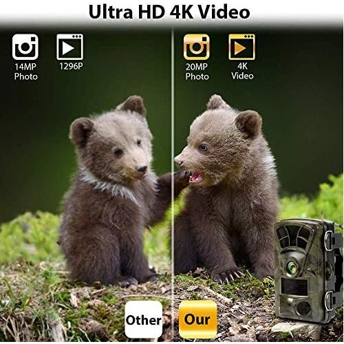  [아마존베스트]Ctronics WLAN Wildlife Camera with Motion Sensor 4K 20MP, Built-in WiFi Hunting Camera, 0.2 Second Trigger, Infrared Night Vision, 120° Wide Angle, Supports 512GB SD Card, IP66 Wat