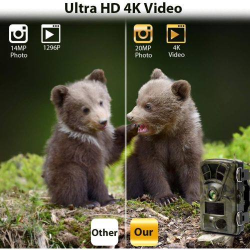  [아마존베스트]Ctronics WLAN Wildlife Camera with Motion Sensor 4K 20MP, Built-in WiFi Hunting Camera, 0.2 Second Trigger, Infrared Night Vision, 120° Wide Angle, Supports 512GB SD Card, IP66 Wat