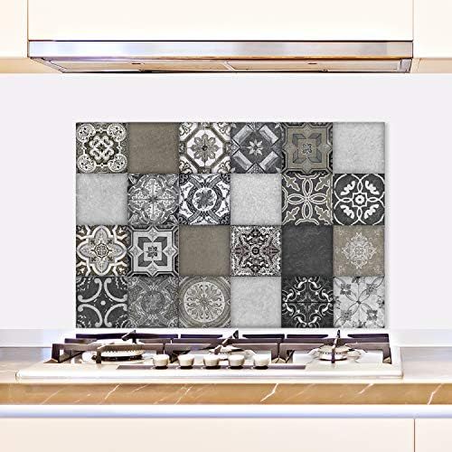  [아마존베스트]Cuadros Lifestyle Kitchen Splash Guard Tile Pattern | Kitchen Back Wall | Aluminium DiBond | Tile Protector for the Cooker and Sink | Kitchen | Kitchen Tiles | Tile Mirror | Back W