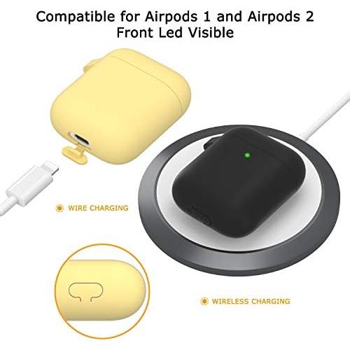  [아마존베스트]Cuauco Silicone AirPods Case, Compatible with Apple AirPods 1 & 2 - Pack of 2