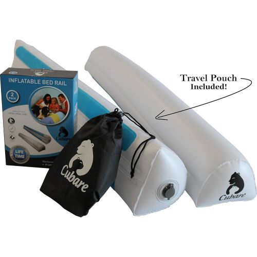  [아마존베스트]Cubare Inflatable Bed Rail Portable 2 Pack - Fall Protection and Prevention for Kids, Toddlers - Twin Bumpers Prevent Falling - Foldable Compact Child Safety Guards + Travel Bag +