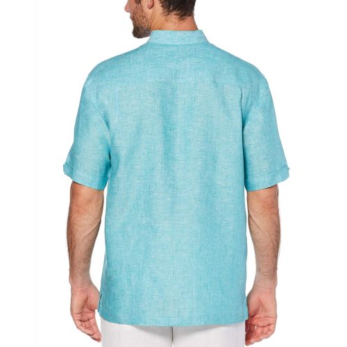  Cubavera Mens Short Sleeve 100% Linen Cross-Dyed Button-Down Shirt with Pocket