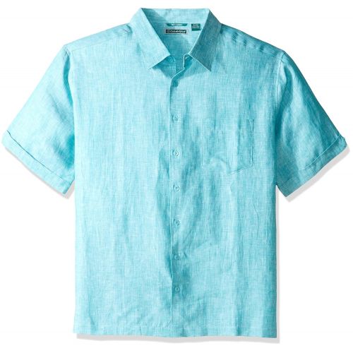  Cubavera Mens Short Sleeve 100% Linen Cross-Dyed Button-Down Shirt with Pocket