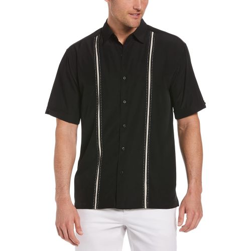  할로윈 용품Cubavera Mens Standard Short Sleeve Insert Panels with Pick Stitch Shirt