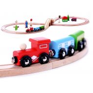 Cubbie Lee Premium Wooden Train Set Toy Double-Sided Train Tracks, Magnetic Trains Cars & Accessories for 3 Year Olds and Up - Compatible with Thomas Tank Engine and Other Major Br