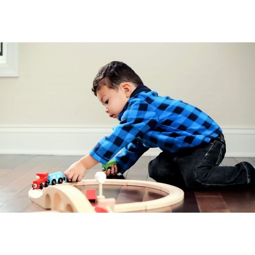  Cubbie Lee Premium Wooden Train Set Toy Double-Sided Train Tracks, Magnetic Trains Cars & Accessories for 3 Year Olds and Up - Compatible with Thomas Tank Engine and Other Major Br