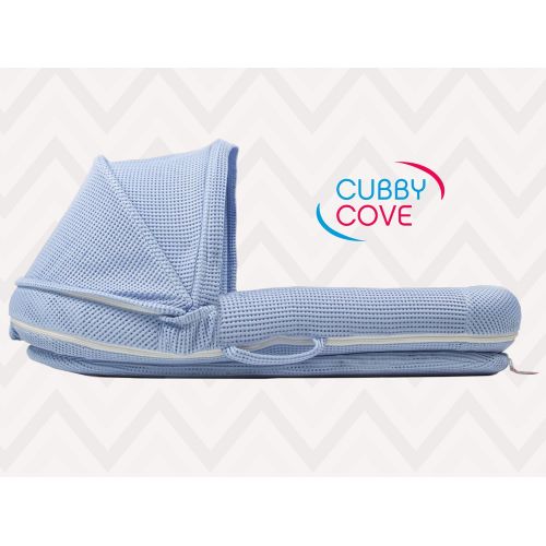  CubbyCove The Truly Breathable Baby Lounger Portable Nest for Cosleeping, Tummy Time and Playing. Super Soft and Includes Canopy (Blue)