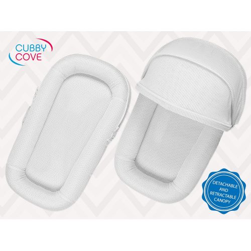  CubbyCove The Truly Breathable Baby Lounger Portable Nest for Cosleeping, Tummy Time and Playing. Super Soft and Includes Canopy (Blue)