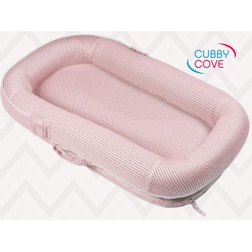  CubbyCove The Truly Breathable Baby Lounger Portable Nest for Cosleeping, Tummy Time and Playing. Super Soft and Includes Canopy (Blue)