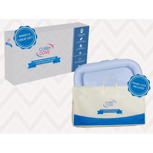  CubbyCove The Truly Breathable Baby Lounger Portable Nest for Cosleeping, Tummy Time and Playing. Super Soft and Includes Canopy (Blue)