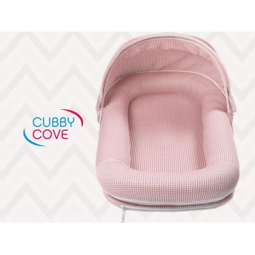  CubbyCove The Truly Breathable Baby Lounger Portable Nest for Cosleeping, Tummy Time and Playing. Super Soft and Includes Canopy (Blue)