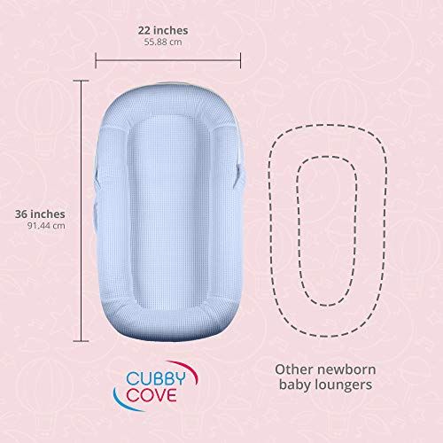  [아마존베스트]CubbyCove The Truly Breathable Baby Lounger Portable Nest for Cosleeping, Tummy Time and Playing. Super Soft and Includes Canopy (Blue).
