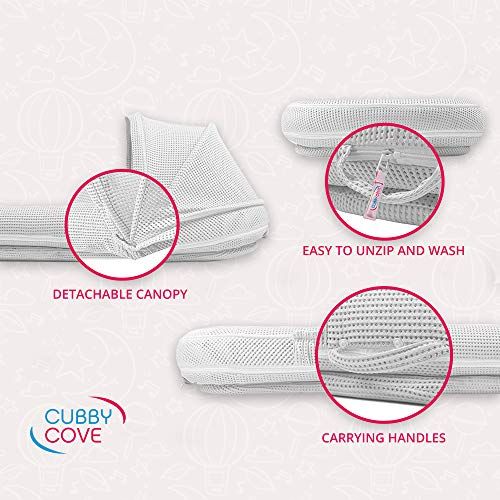  [아마존베스트]CubbyCove The Truly Breathable Baby Lounger Portable Nest for Cosleeping, Tummy Time and Playing. Super Soft and Includes Canopy (Blue).