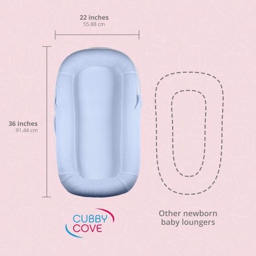  [아마존베스트]CubbyCove The Truly Breathable Baby Lounger Portable Nest for Cosleeping, Tummy Time and Playing. Super Soft and Includes Canopy (Blue).