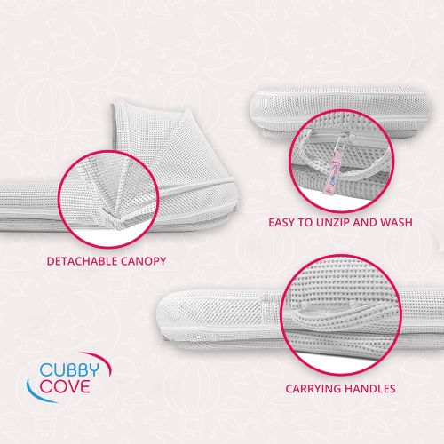  [아마존베스트]CubbyCove The Truly Breathable Baby Lounger Portable Nest for Cosleeping, Tummy Time and Playing. Super Soft and Includes Canopy (Blue).