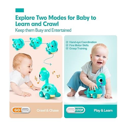  Baby Toys 6-12 Months - Touch & Go Musical Light Infant Toys Baby Crawling Baby Toys 12-18 Months, Tummy Time Toys for 1 Year Old Boy Gifts Girl Toddlers Christmas Stocking Stuffers for Age 1-2