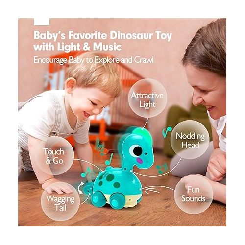  Baby Toys 6-12 Months - Touch & Go Musical Light Infant Toys Baby Crawling Baby Toys 12-18 Months, Tummy Time Toys for 1 Year Old Boy Gifts Girl Toddlers Christmas Stocking Stuffers for Age 1-2