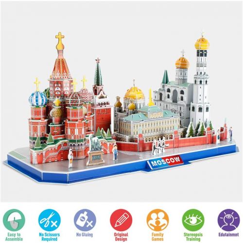  [아마존 핫딜] [아마존핫딜]CubicFun 3D Puzzle City Architectural Model Kits Toys, Moscow Russia Cityline Collection